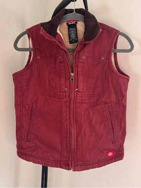 Dickies Maroon Sherpa-Lined Work Vest